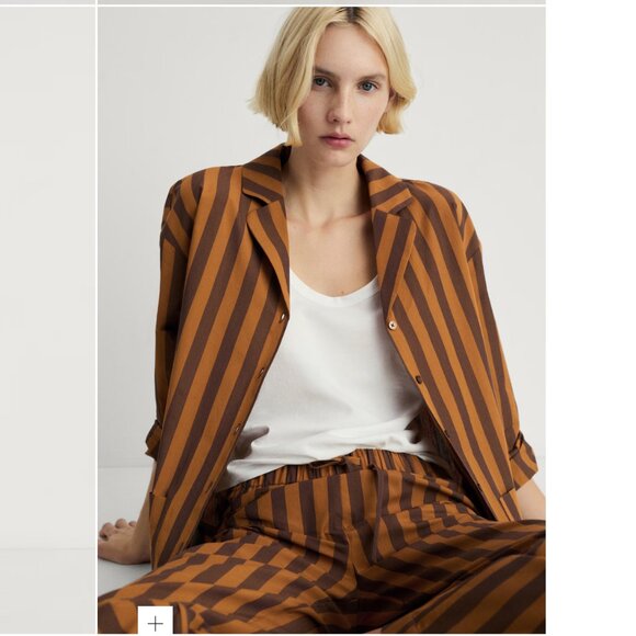 MANGO SET two-tone woven striped trousers and short shirt Size M NEW WITH TAG! - Picture 3 of 6